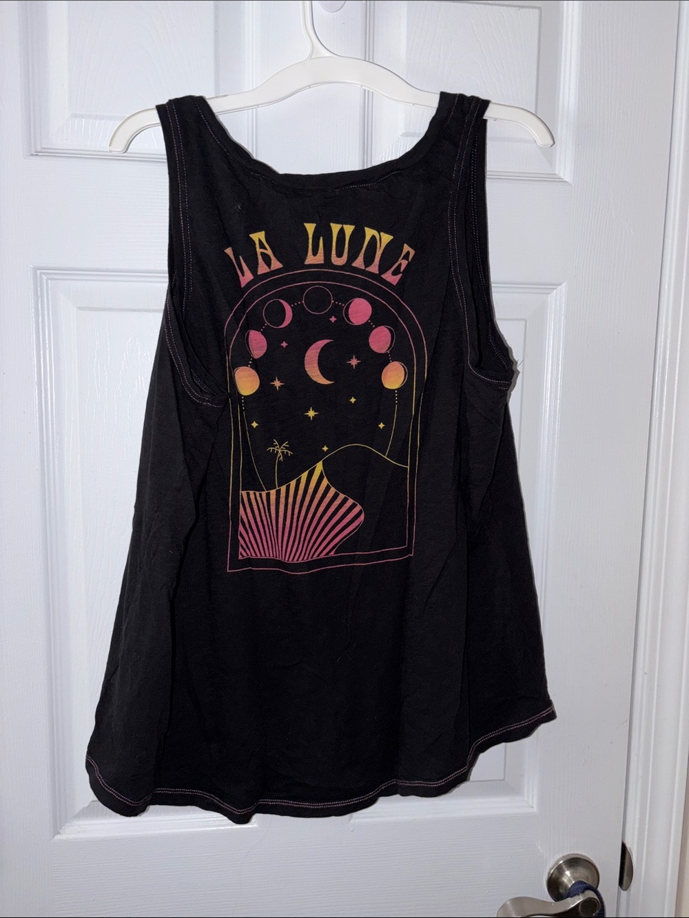 torrid Black La Lune Graphic Tank with Pink and Yellow Print